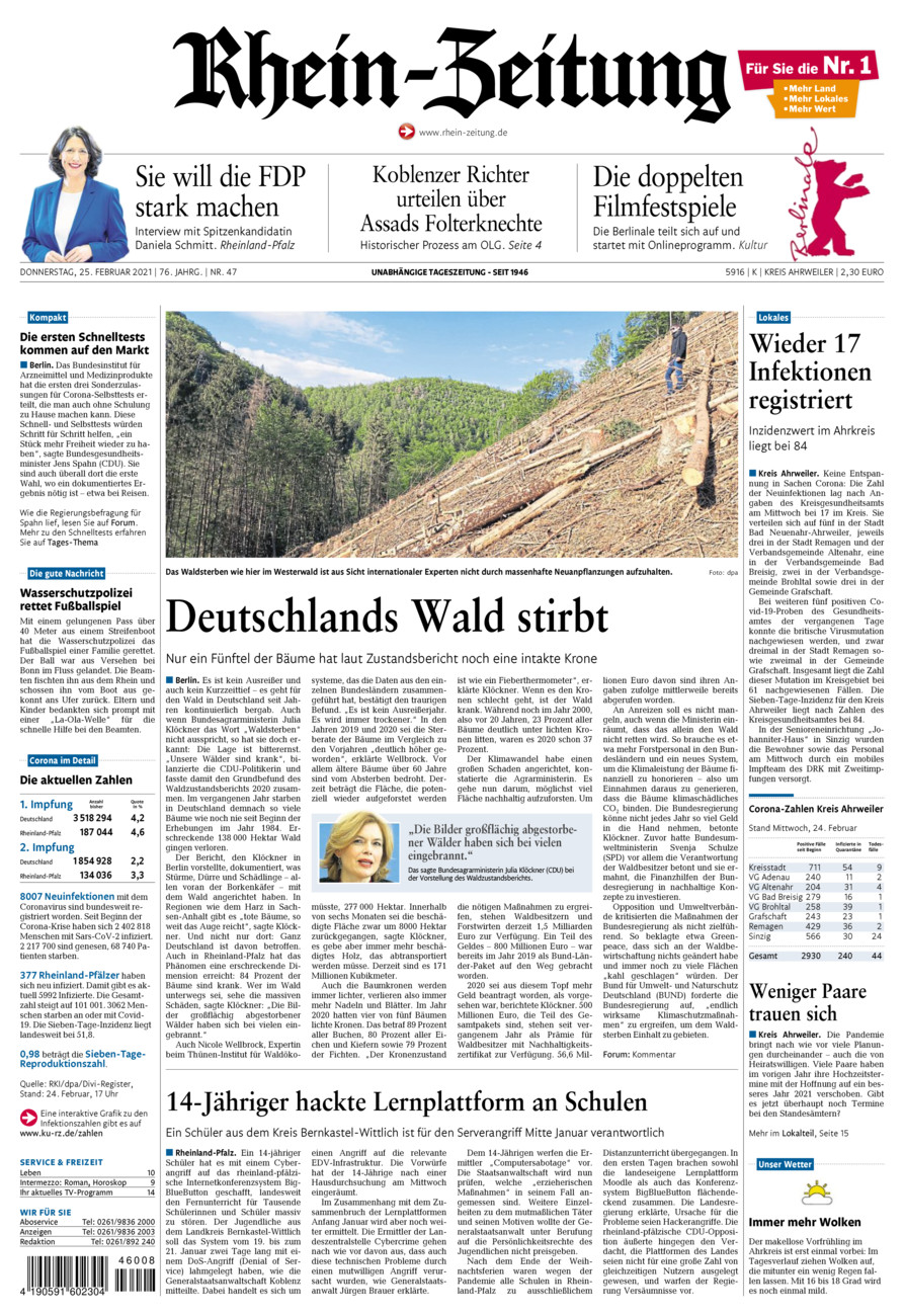 Rhein-Zeitung Kreis Ahrweiler vom Donnerstag, 25.02.2021