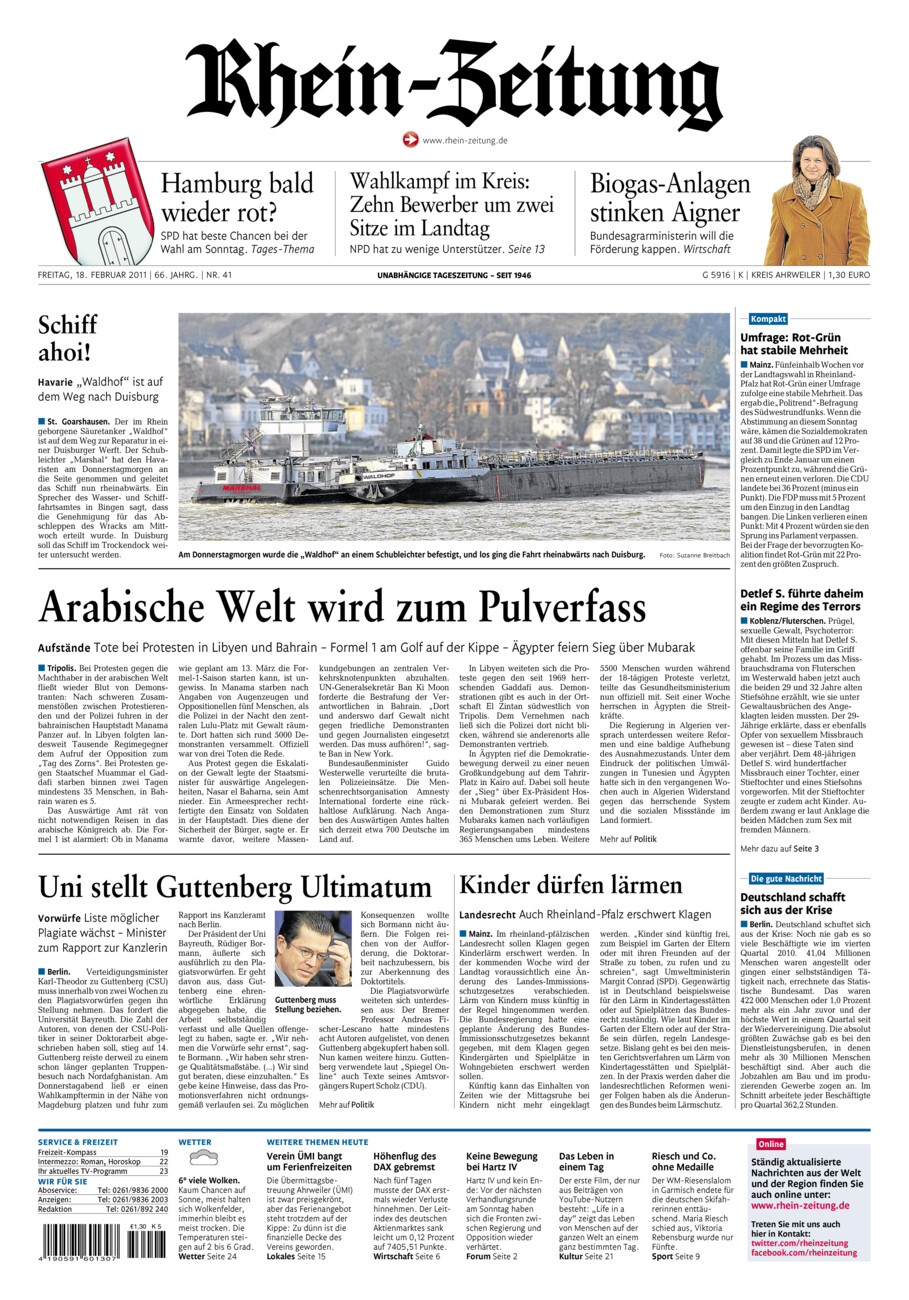 Rhein-Zeitung Kreis Ahrweiler vom Freitag, 18.02.2011