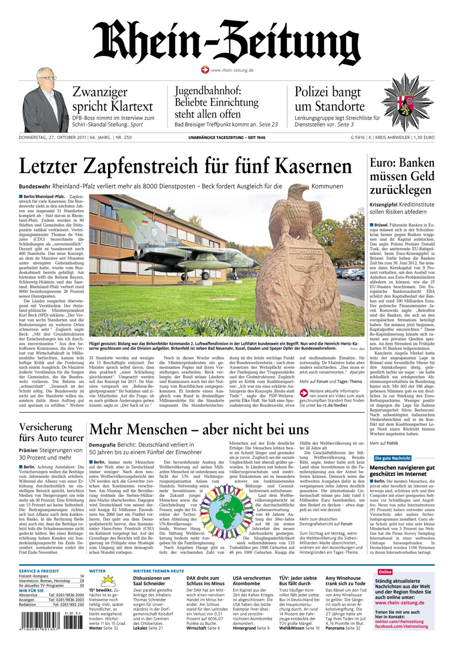 Rhein-Zeitung Kreis Ahrweiler vom Donnerstag, 27.10.2011
