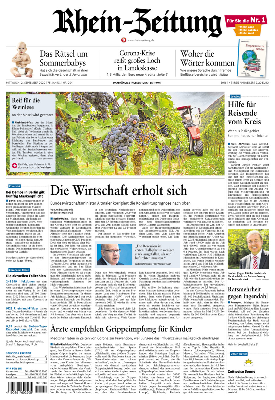 Rhein-Zeitung Kreis Ahrweiler vom Mittwoch, 02.09.2020