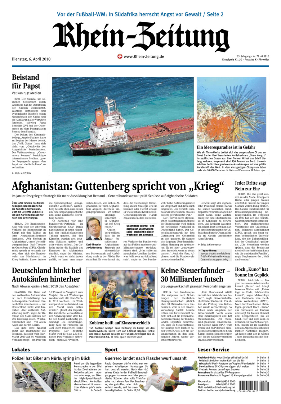 Rhein-Zeitung Kreis Ahrweiler vom Dienstag, 06.04.2010