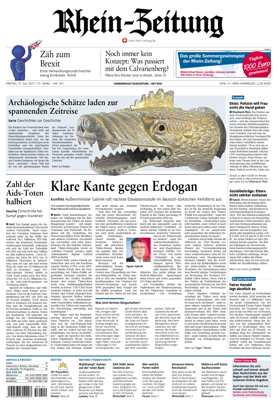 Rhein-Zeitung Kreis Ahrweiler vom Freitag, 21.07.2017
