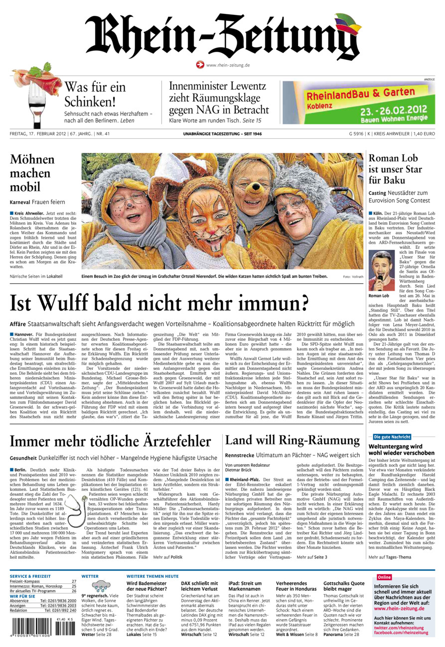 Rhein-Zeitung Kreis Ahrweiler vom Freitag, 17.02.2012