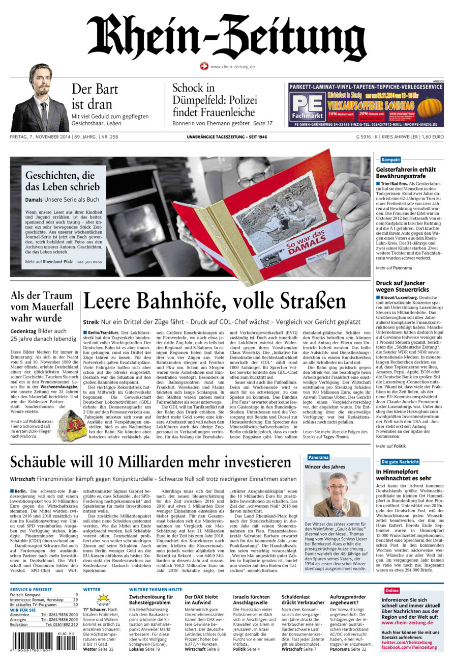 Rhein-Zeitung Kreis Ahrweiler vom Freitag, 07.11.2014