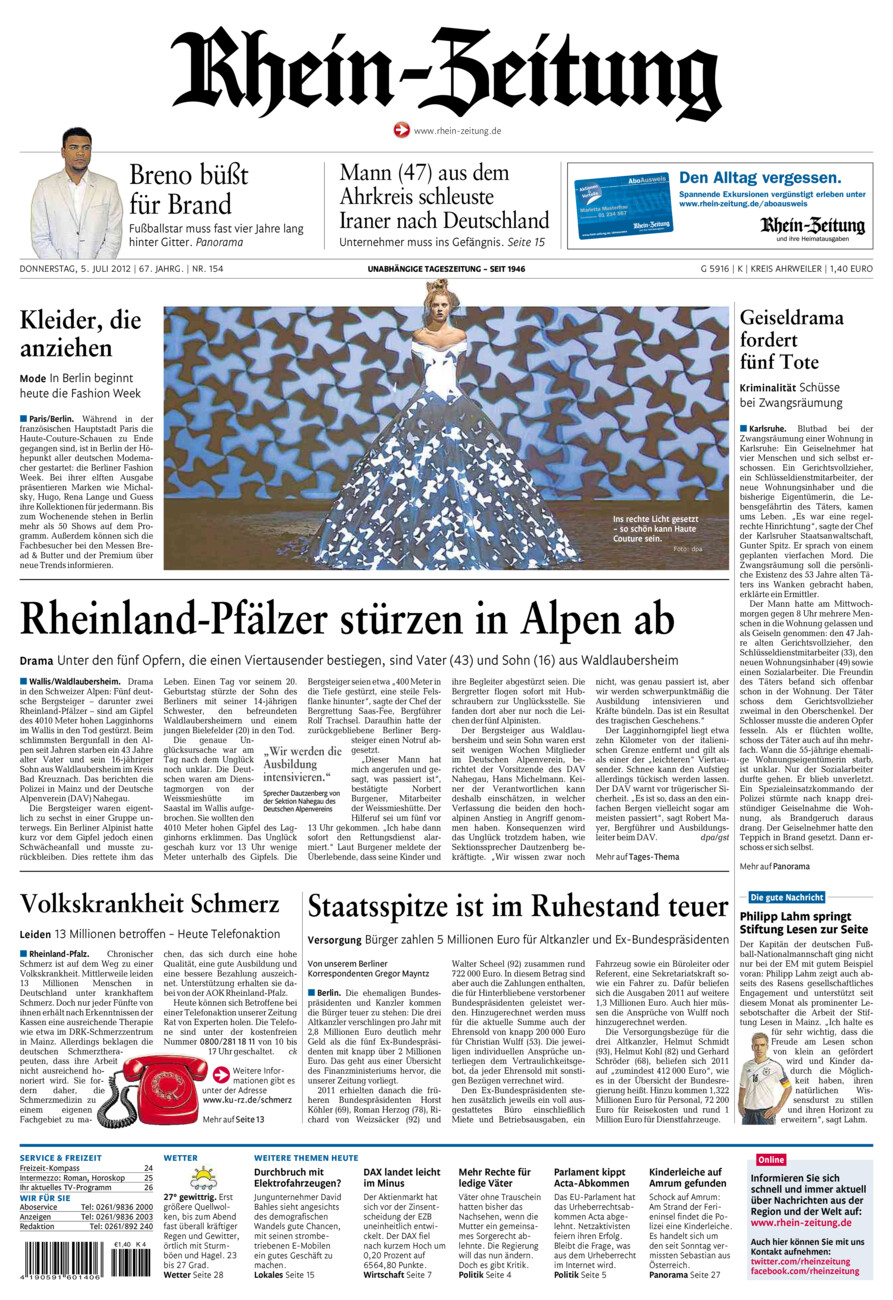 Rhein-Zeitung Kreis Ahrweiler vom Donnerstag, 05.07.2012