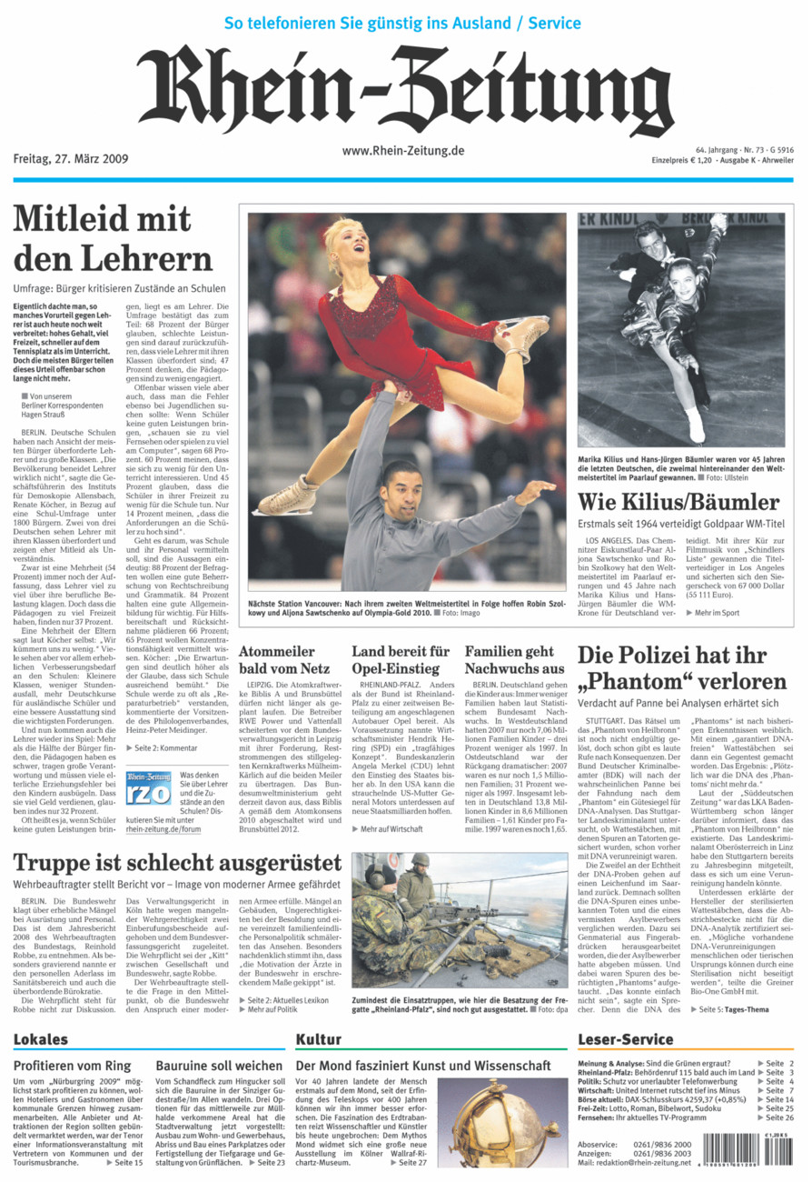 Rhein-Zeitung Kreis Ahrweiler vom Freitag, 27.03.2009