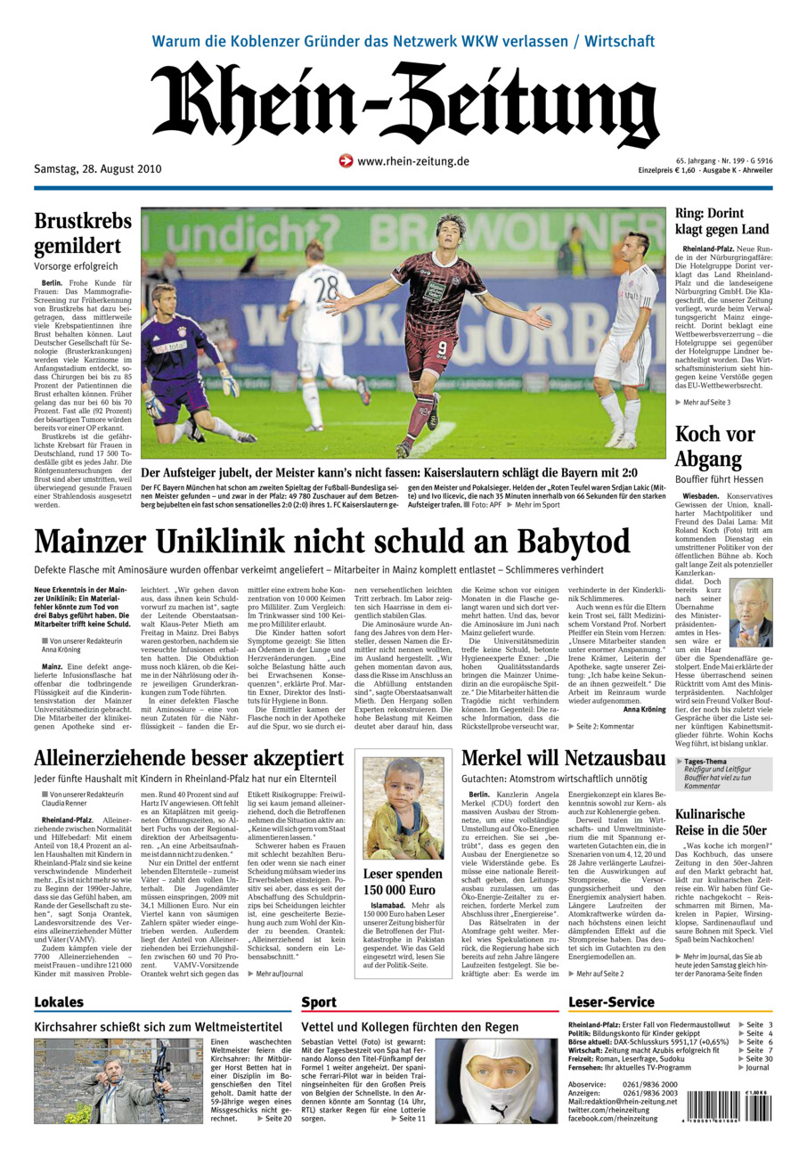 Rhein-Zeitung Kreis Ahrweiler vom Samstag, 28.08.2010