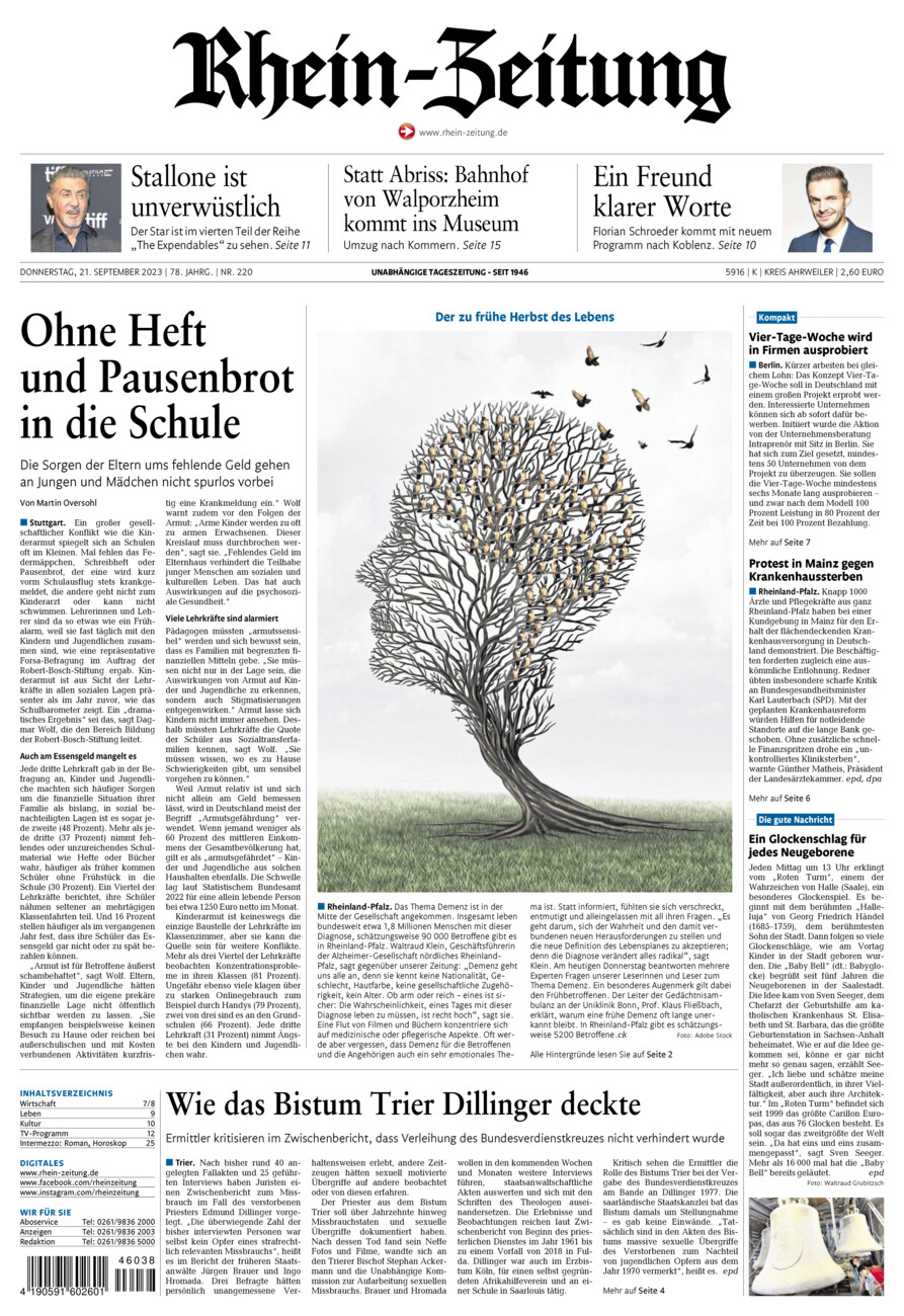 Rhein-Zeitung Kreis Ahrweiler vom Donnerstag, 21.09.2023