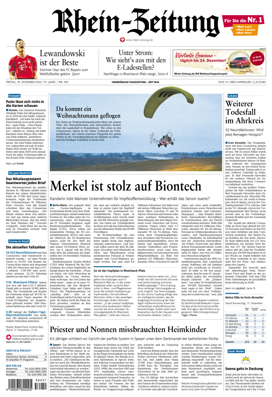 Rhein-Zeitung Kreis Ahrweiler vom Freitag, 18.12.2020