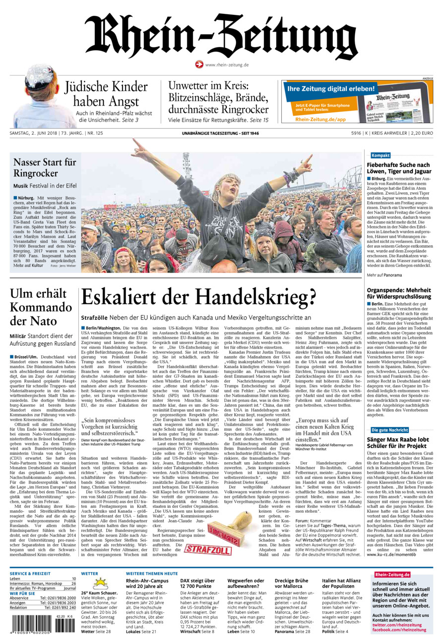 Rhein-Zeitung Kreis Ahrweiler vom Samstag, 02.06.2018