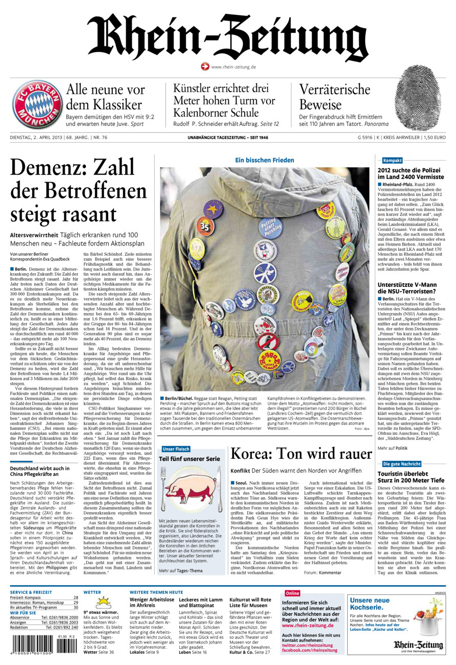Rhein-Zeitung Kreis Ahrweiler vom Dienstag, 02.04.2013