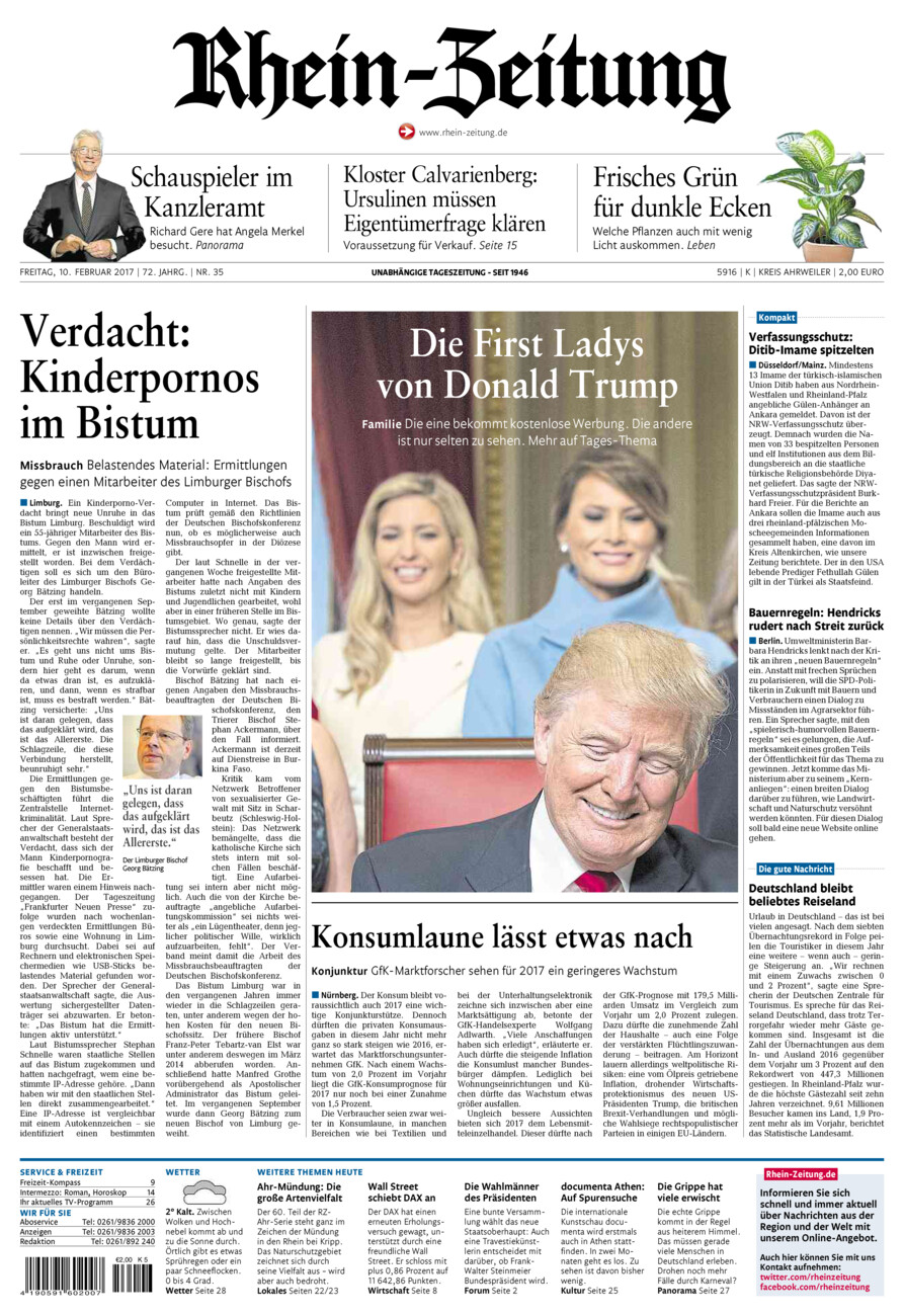 Rhein-Zeitung Kreis Ahrweiler vom Freitag, 10.02.2017