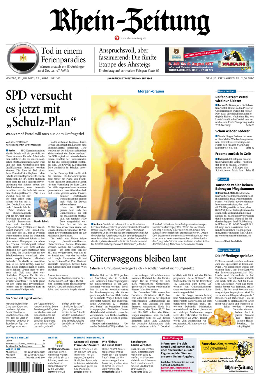 Rhein-Zeitung Kreis Ahrweiler vom Montag, 17.07.2017