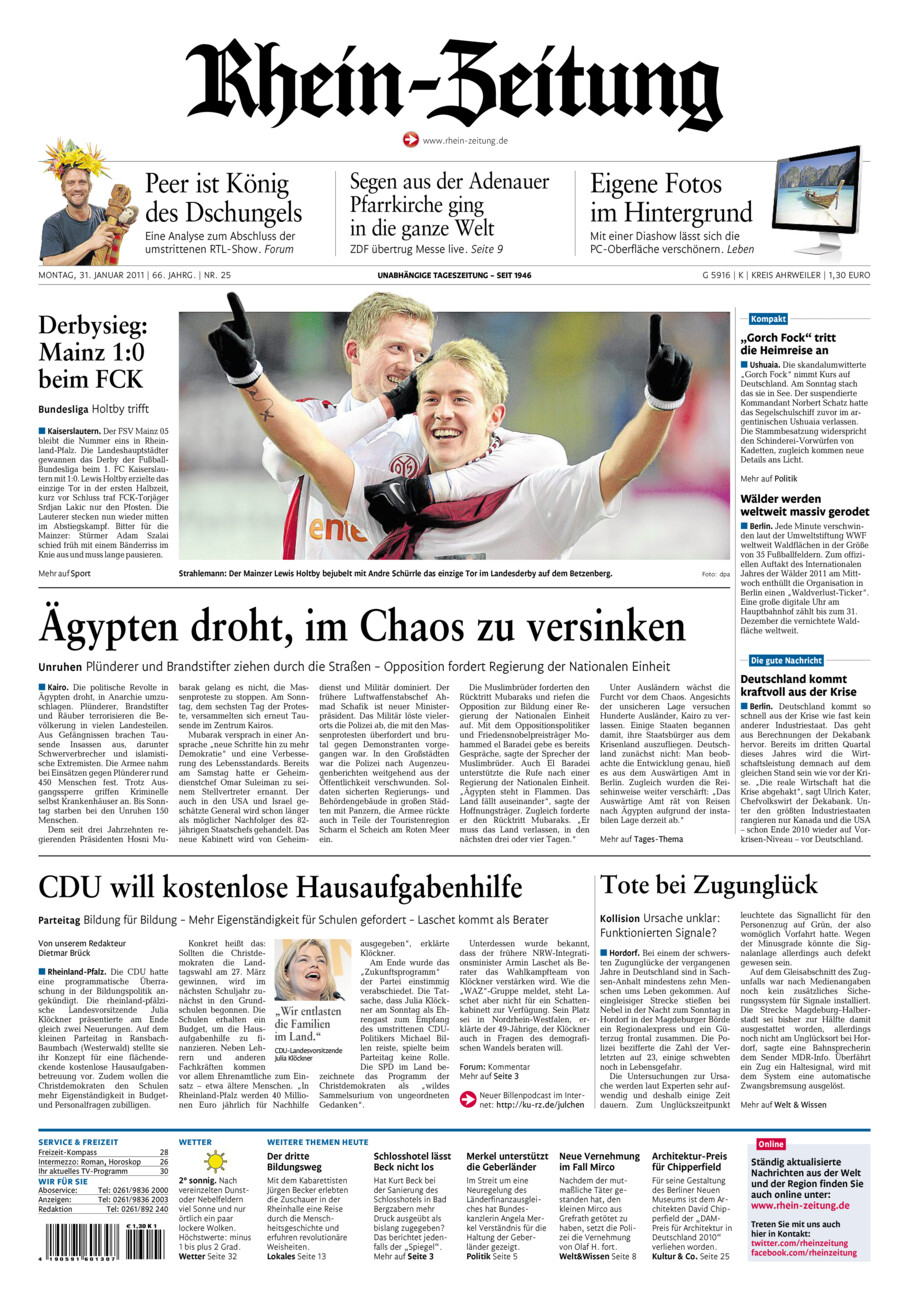 Rhein-Zeitung Kreis Ahrweiler vom Montag, 31.01.2011