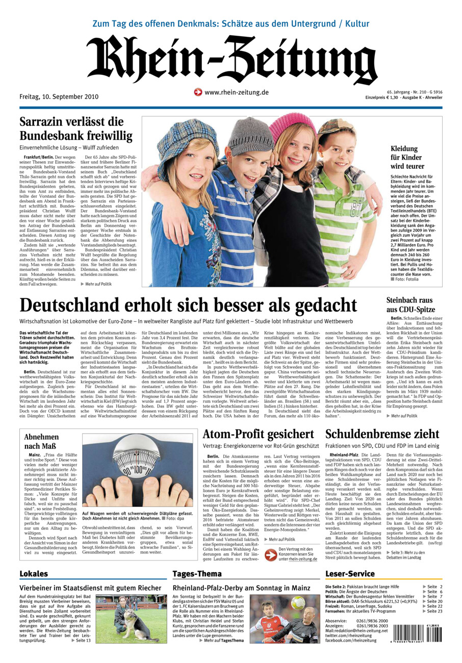 Rhein-Zeitung Kreis Ahrweiler vom Freitag, 10.09.2010