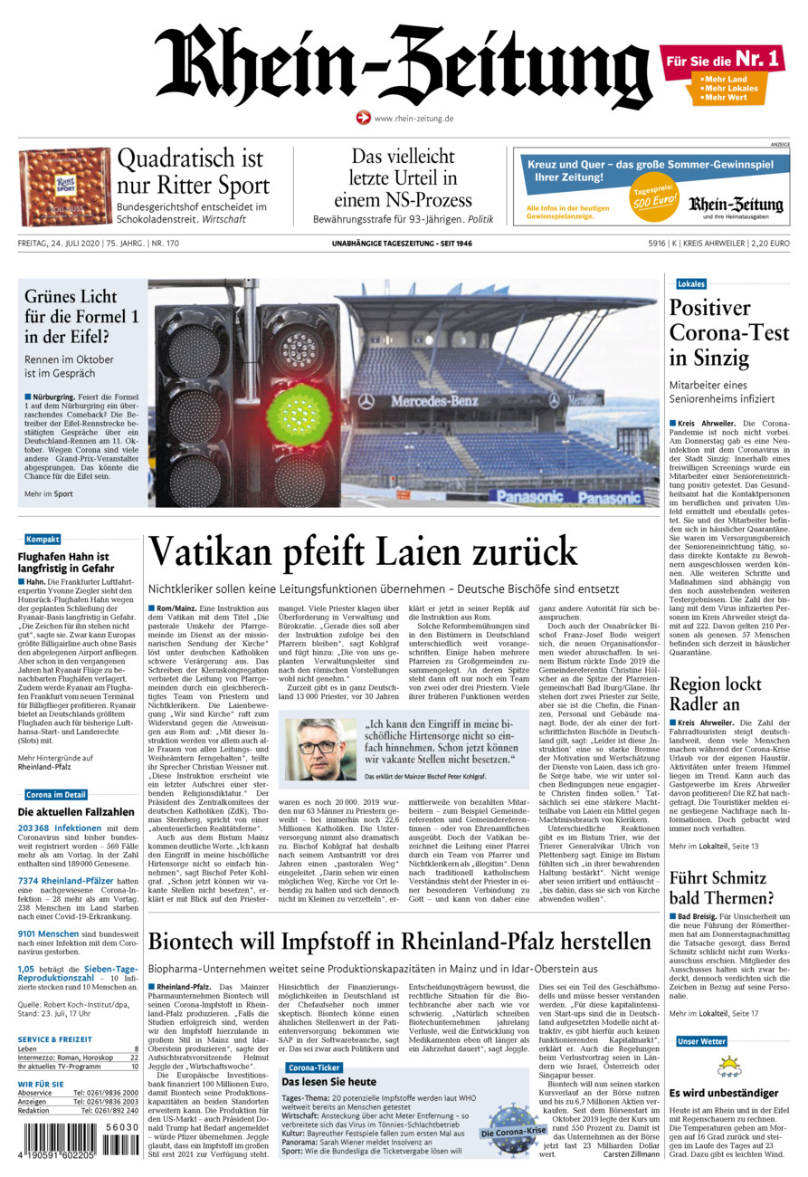 Rhein-Zeitung Kreis Ahrweiler vom Freitag, 24.07.2020
