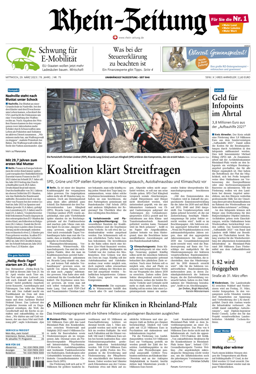 Rhein-Zeitung Kreis Ahrweiler vom Mittwoch, 29.03.2023