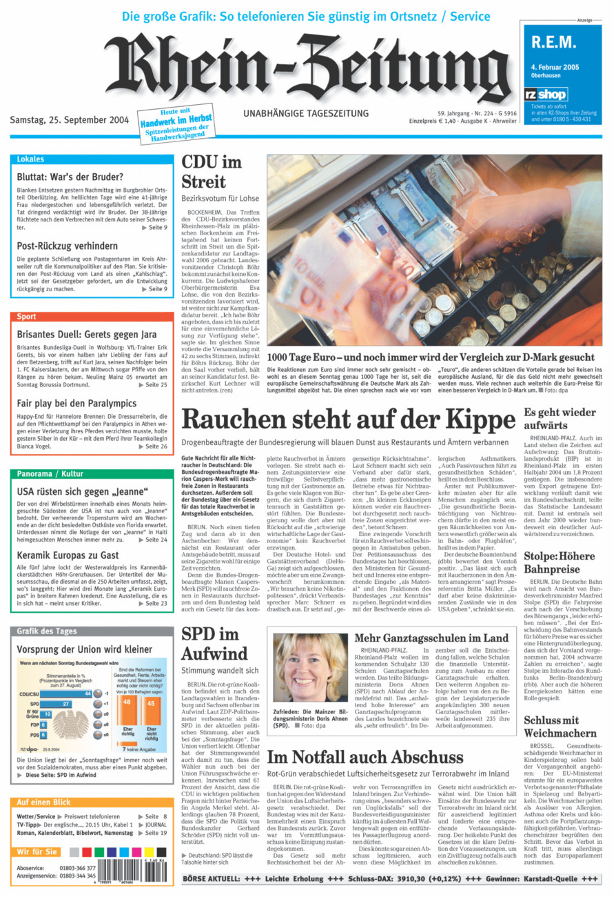 Rhein-Zeitung Kreis Ahrweiler vom Samstag, 25.09.2004