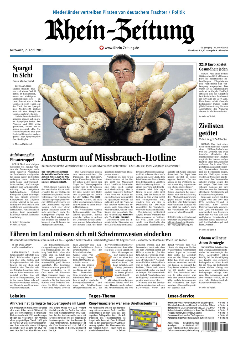 Rhein-Zeitung Kreis Ahrweiler vom Mittwoch, 07.04.2010