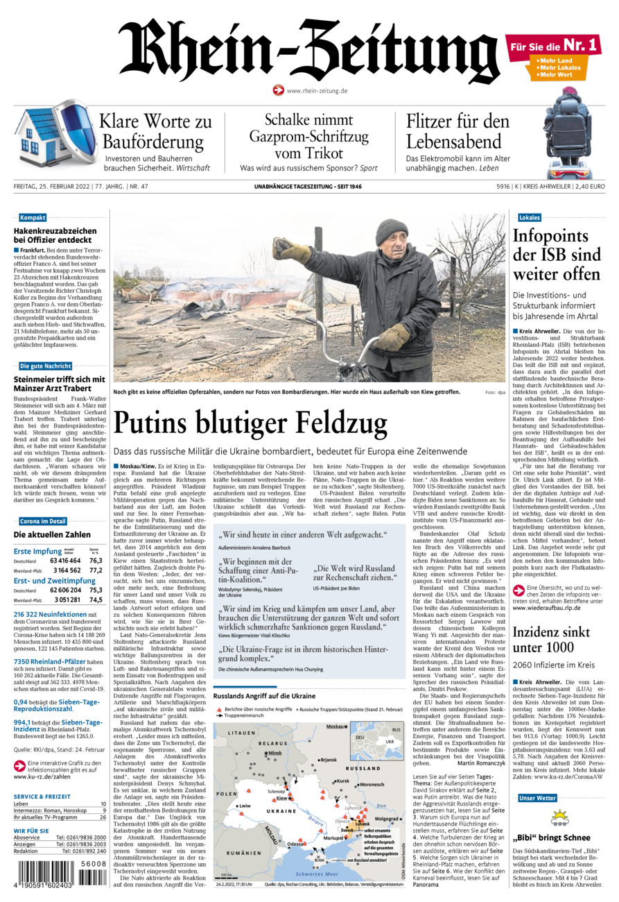 Rhein-Zeitung Kreis Ahrweiler vom Freitag, 25.02.2022