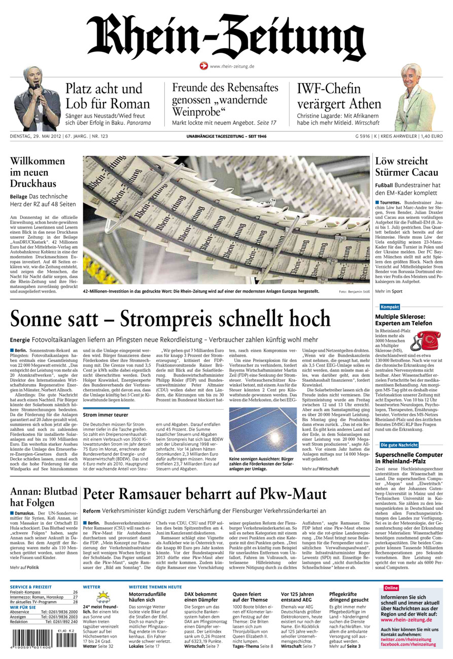 Rhein-Zeitung Kreis Ahrweiler vom Dienstag, 29.05.2012