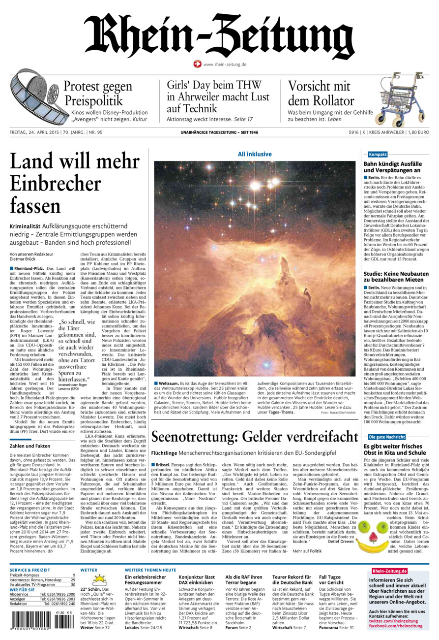 Rhein-Zeitung Kreis Ahrweiler vom Freitag, 24.04.2015