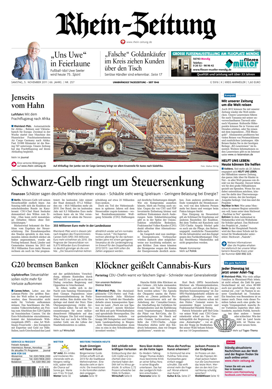 Rhein-Zeitung Kreis Ahrweiler vom Samstag, 05.11.2011