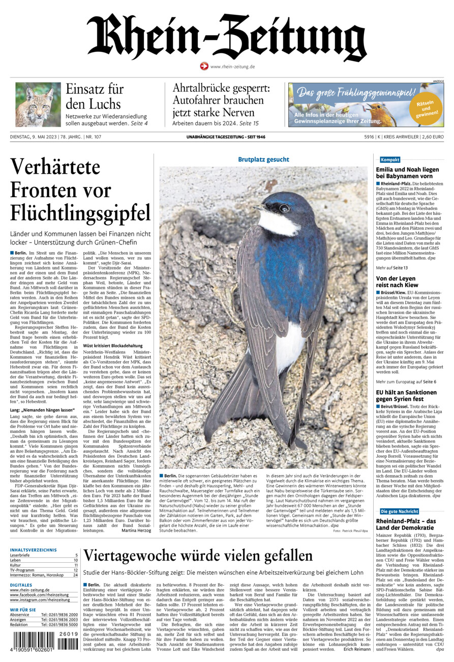 Rhein-Zeitung Kreis Ahrweiler vom Dienstag, 09.05.2023
