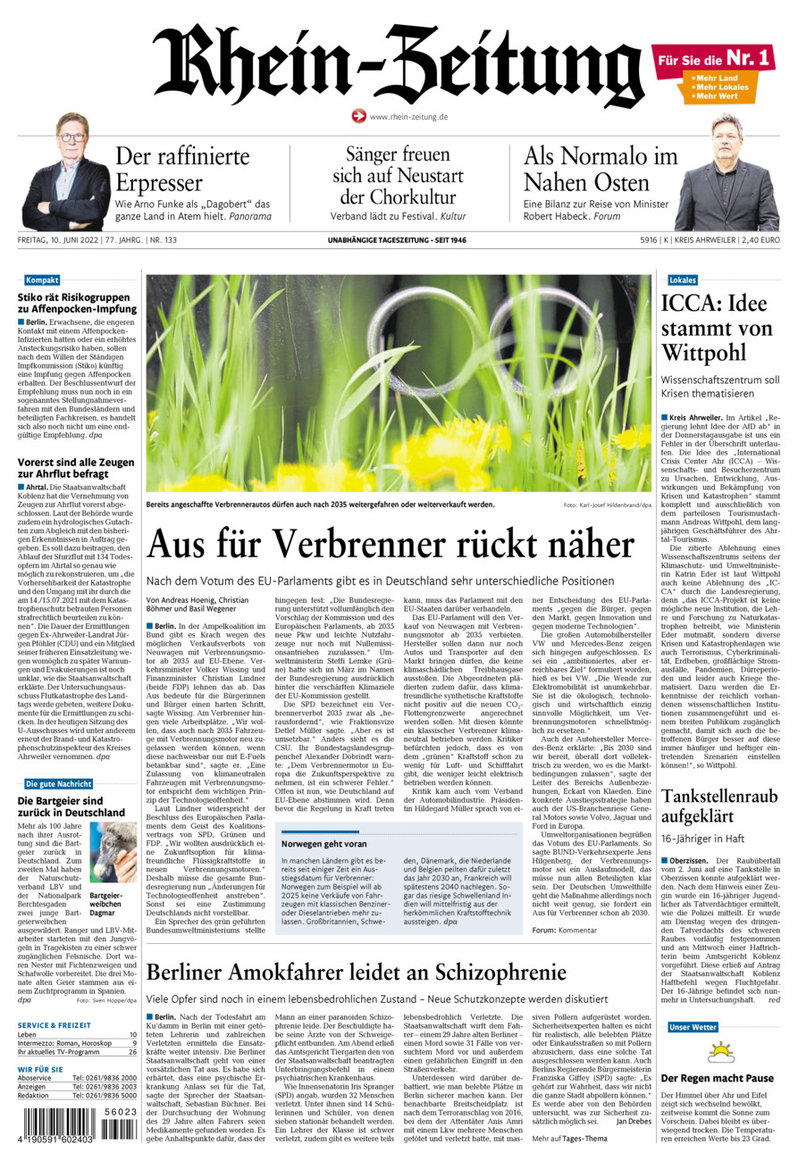 Rhein-Zeitung Kreis Ahrweiler vom Freitag, 10.06.2022