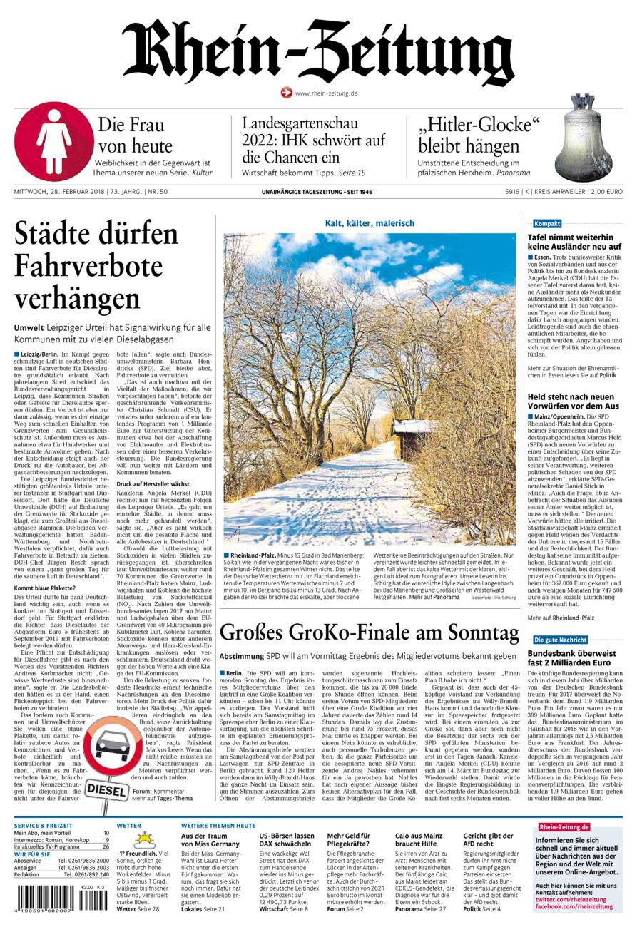 Rhein-Zeitung Kreis Ahrweiler vom Mittwoch, 28.02.2018