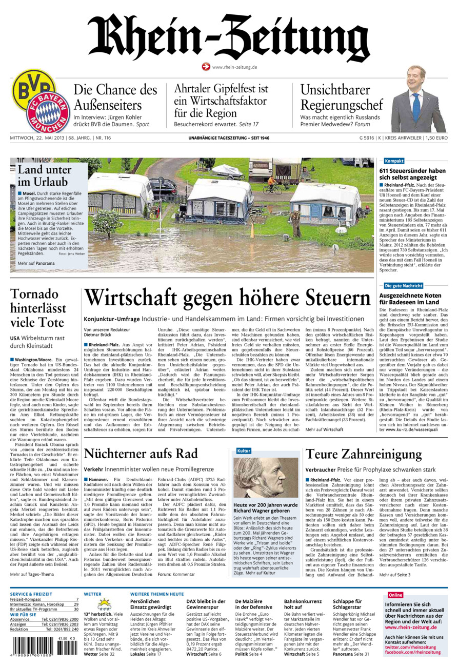 Rhein-Zeitung Kreis Ahrweiler vom Mittwoch, 22.05.2013