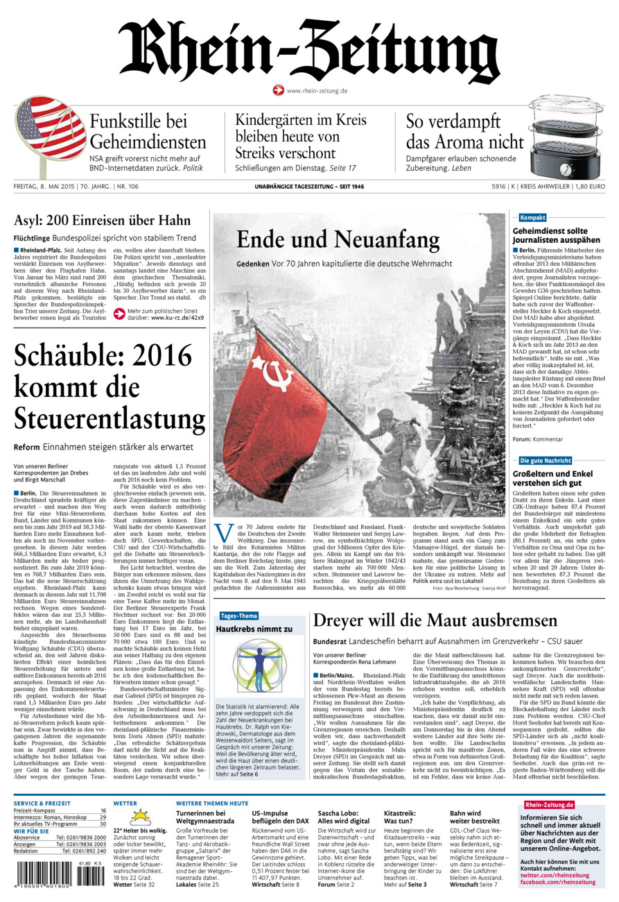Rhein-Zeitung Kreis Ahrweiler vom Freitag, 08.05.2015