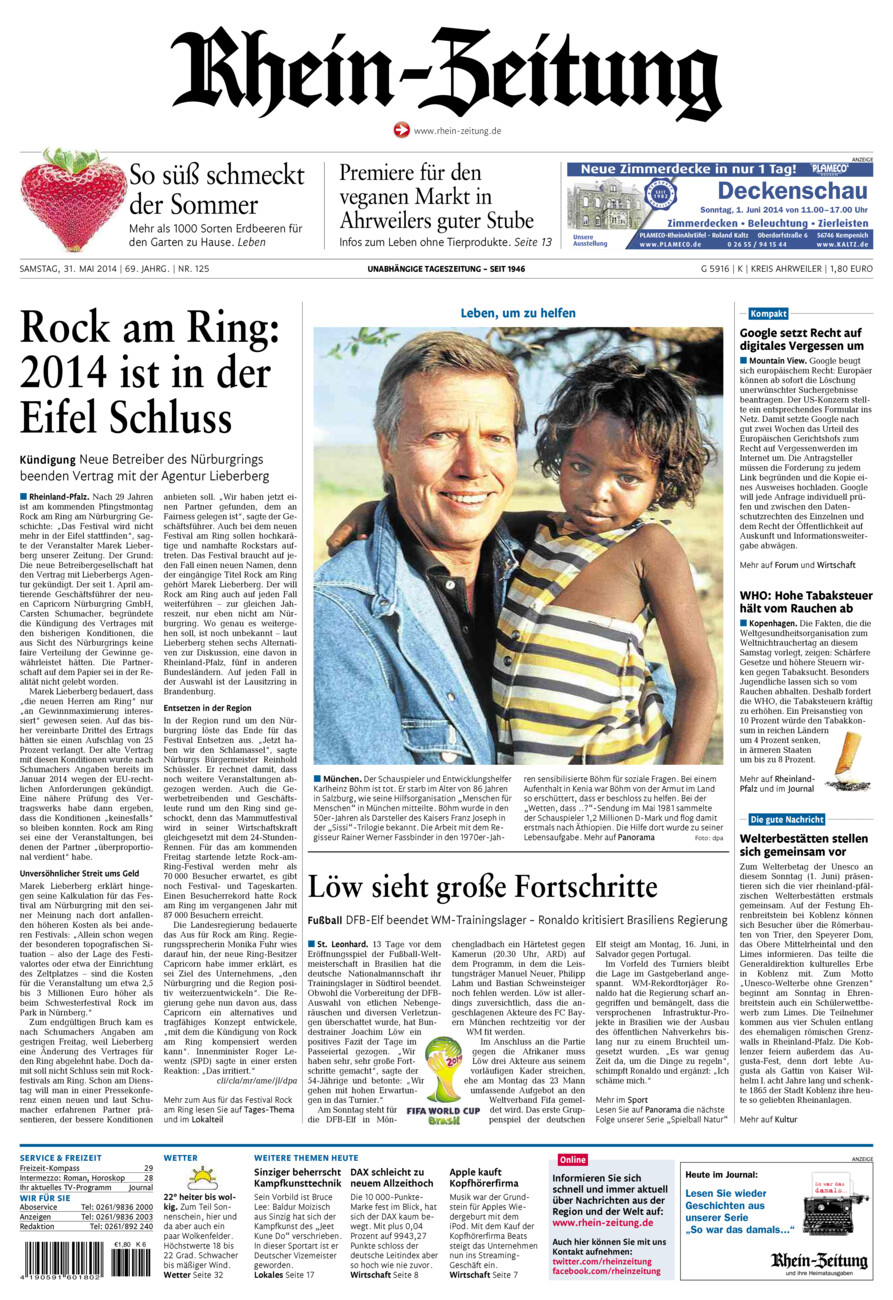 Rhein-Zeitung Kreis Ahrweiler vom Samstag, 31.05.2014