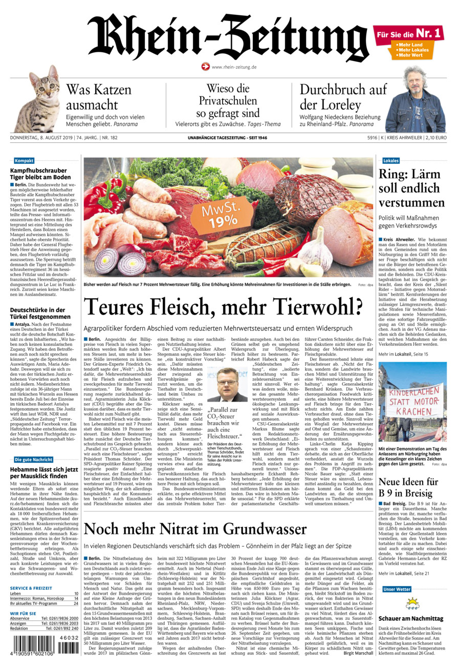 Rhein-Zeitung Kreis Ahrweiler vom Donnerstag, 08.08.2019