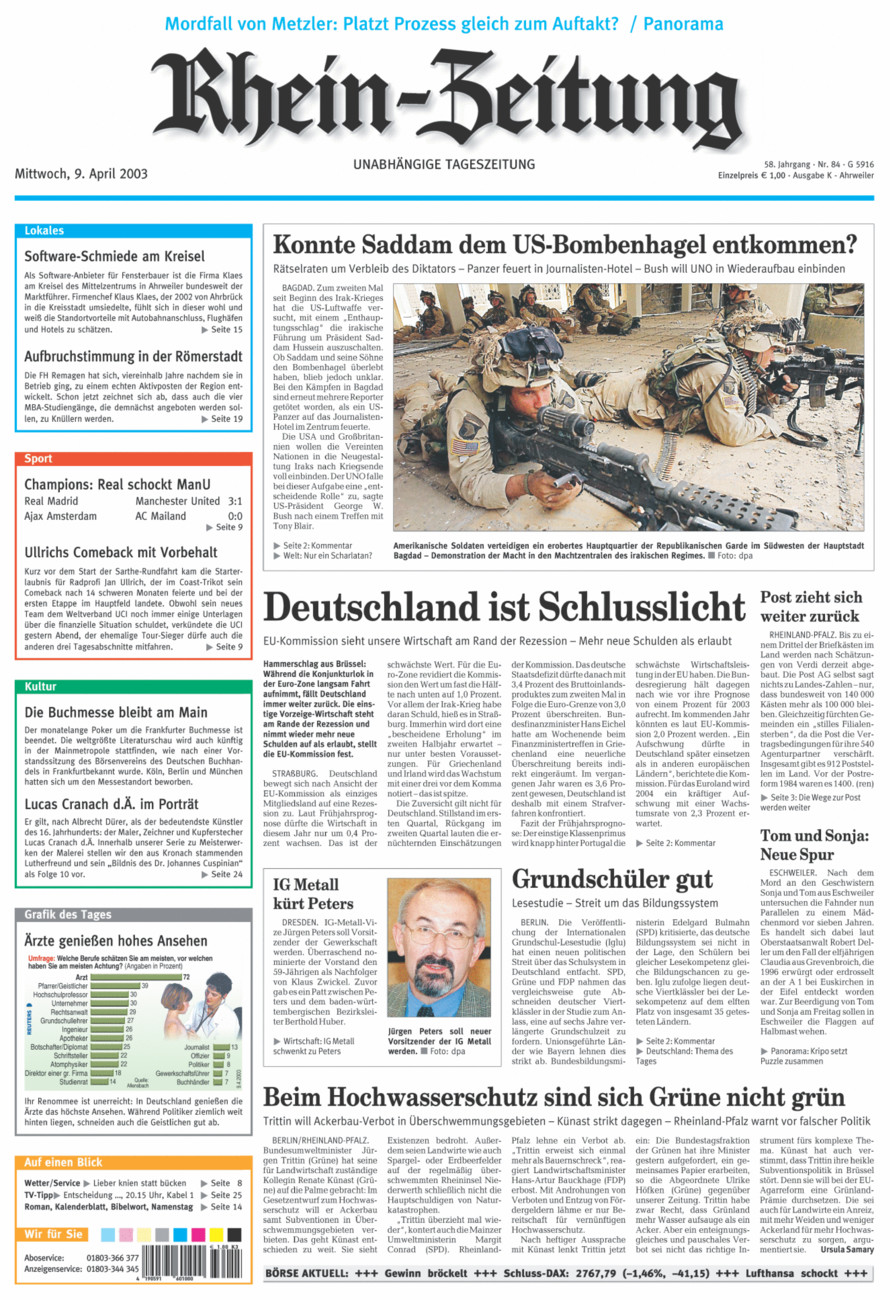 Rhein-Zeitung Kreis Ahrweiler vom Mittwoch, 09.04.2003