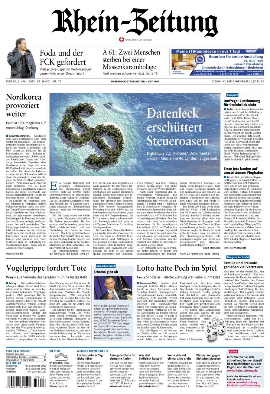 Rhein-Zeitung Kreis Ahrweiler vom Freitag, 05.04.2013