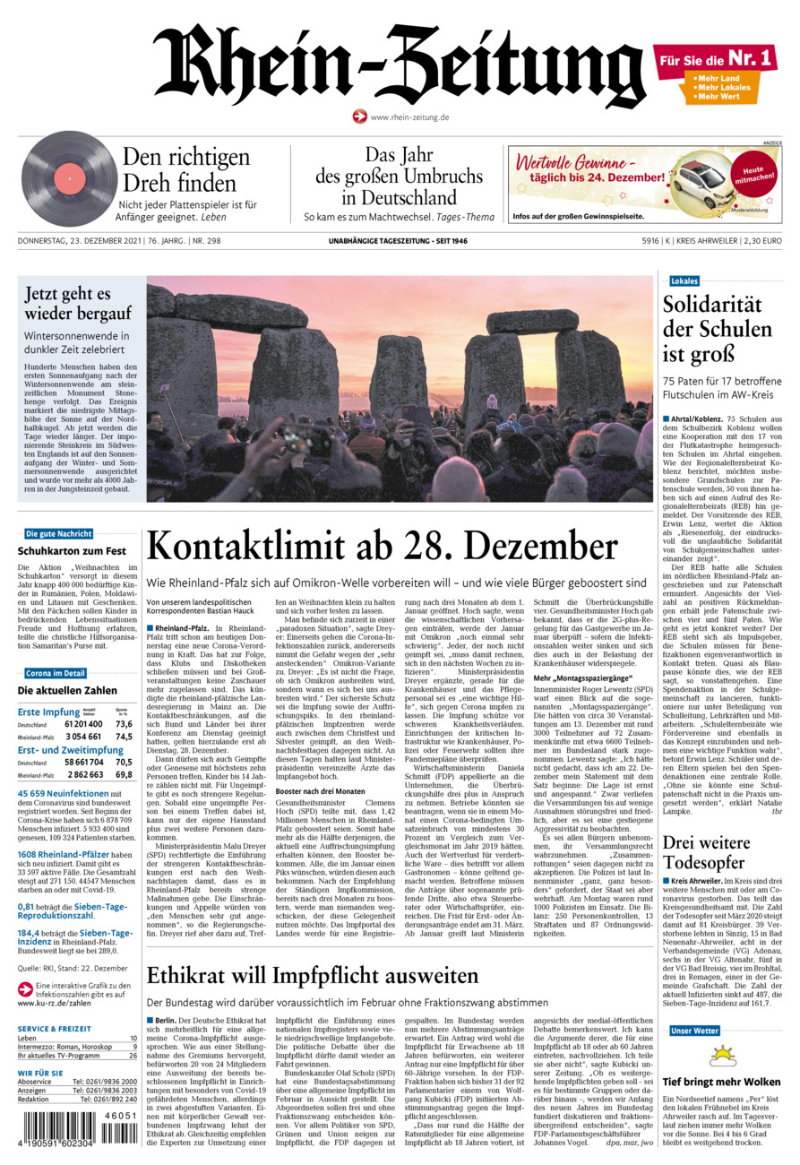 Rhein-Zeitung Kreis Ahrweiler vom Donnerstag, 23.12.2021