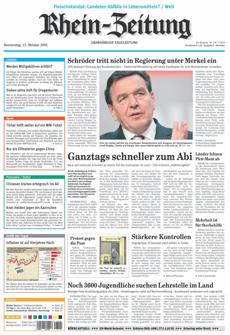 Rhein-Zeitung Kreis Ahrweiler vom Donnerstag, 13.10.2005