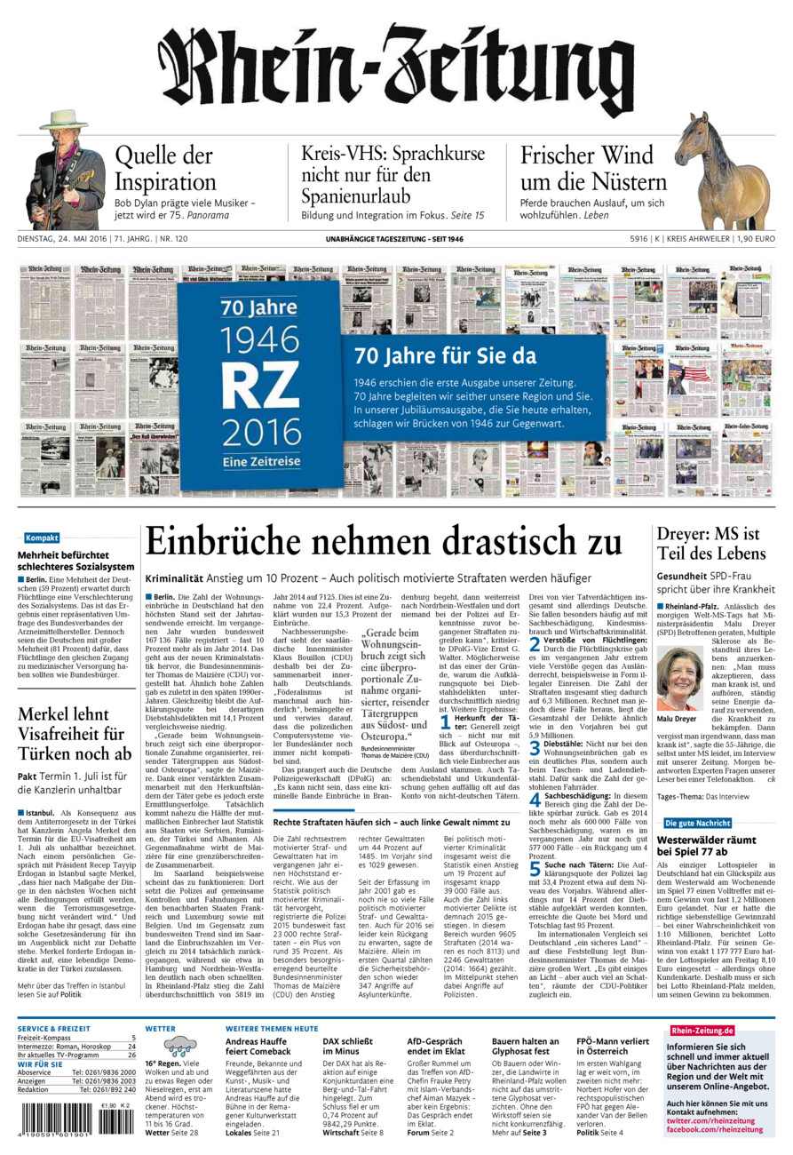 Rhein-Zeitung Kreis Ahrweiler vom Dienstag, 24.05.2016