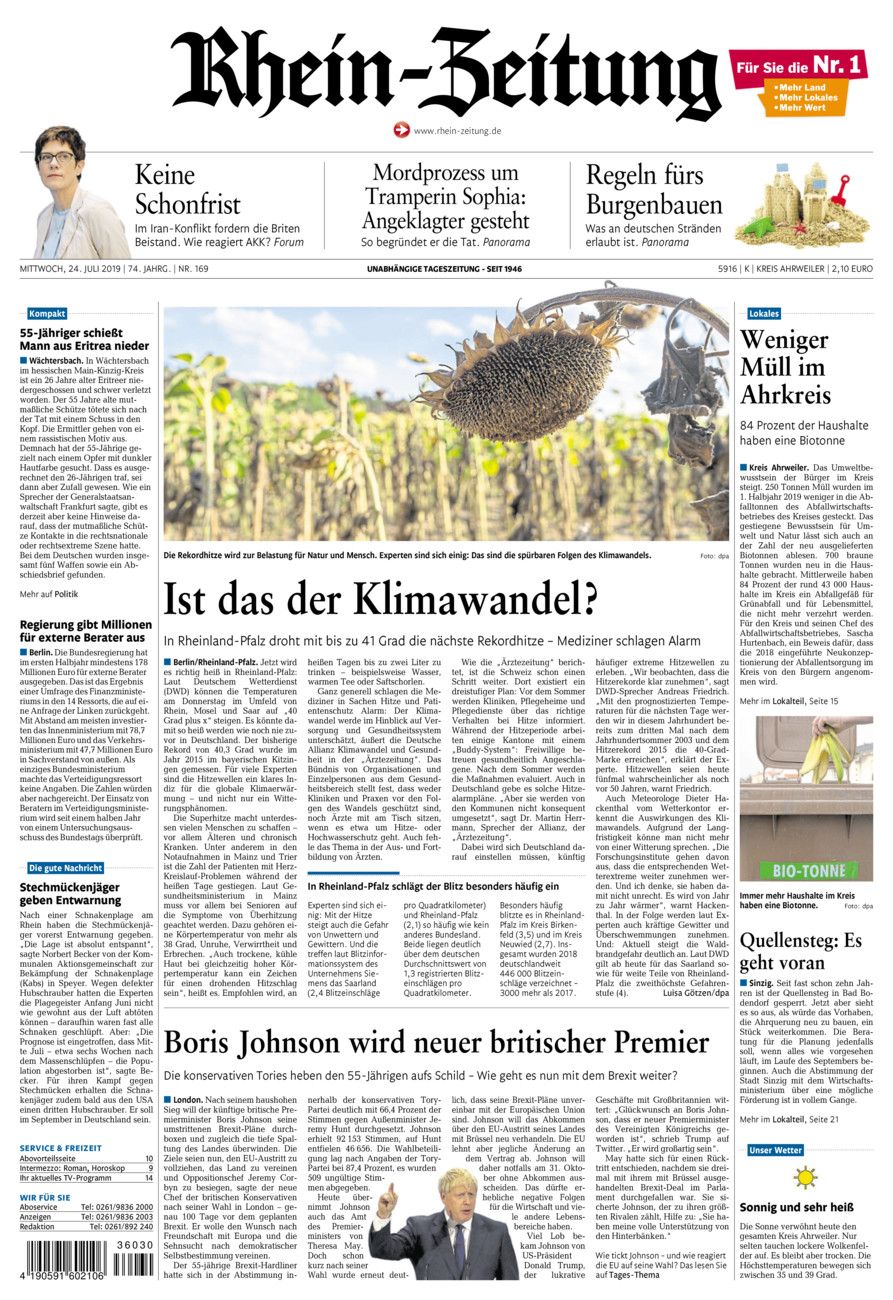 Rhein-Zeitung Kreis Ahrweiler vom Mittwoch, 24.07.2019