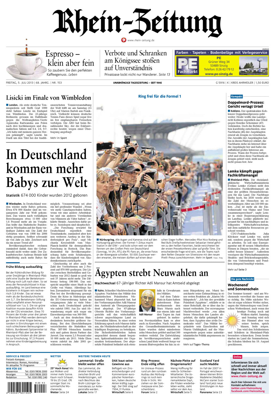 Rhein-Zeitung Kreis Ahrweiler vom Freitag, 05.07.2013