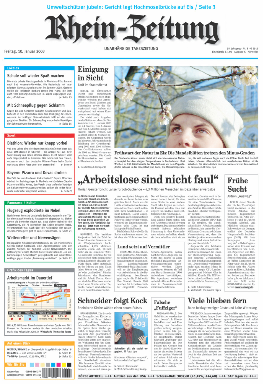 Rhein-Zeitung Kreis Ahrweiler vom Freitag, 10.01.2003