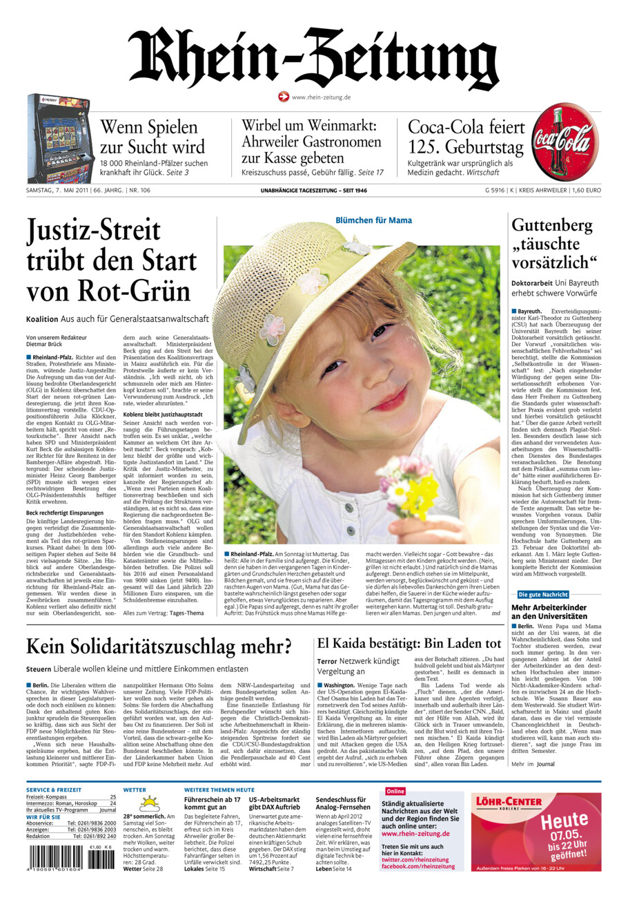 Rhein-Zeitung Kreis Ahrweiler vom Samstag, 07.05.2011