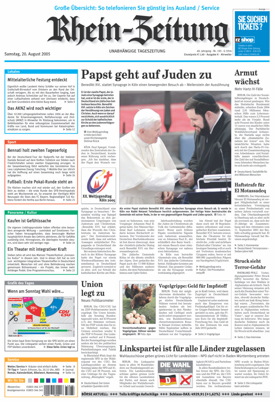 Rhein-Zeitung Kreis Ahrweiler vom Samstag, 20.08.2005