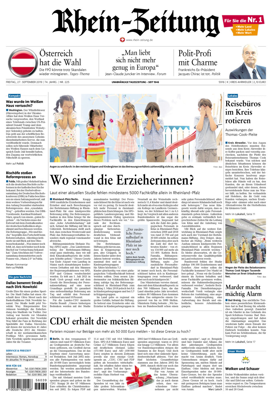 Rhein-Zeitung Kreis Ahrweiler vom Freitag, 27.09.2019