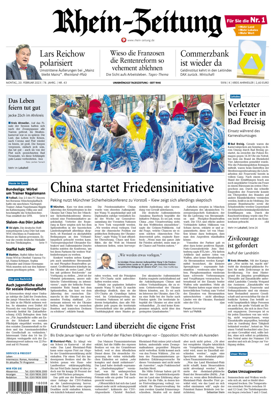 Rhein-Zeitung Kreis Ahrweiler vom Montag, 20.02.2023