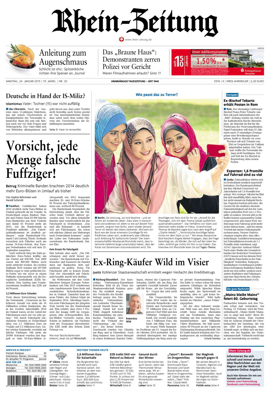 Rhein-Zeitung Kreis Ahrweiler vom Samstag, 24.01.2015