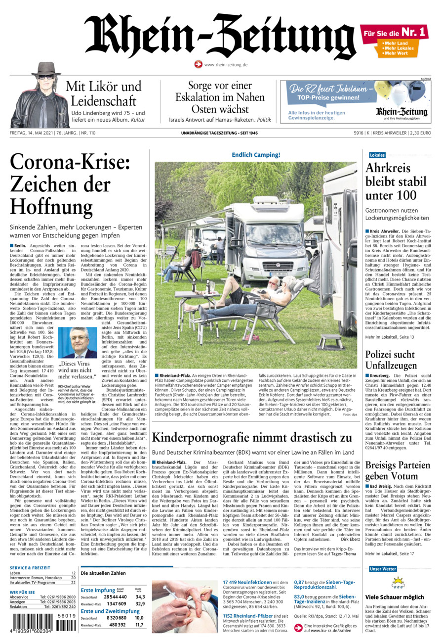 Rhein-Zeitung Kreis Ahrweiler vom Freitag, 14.05.2021
