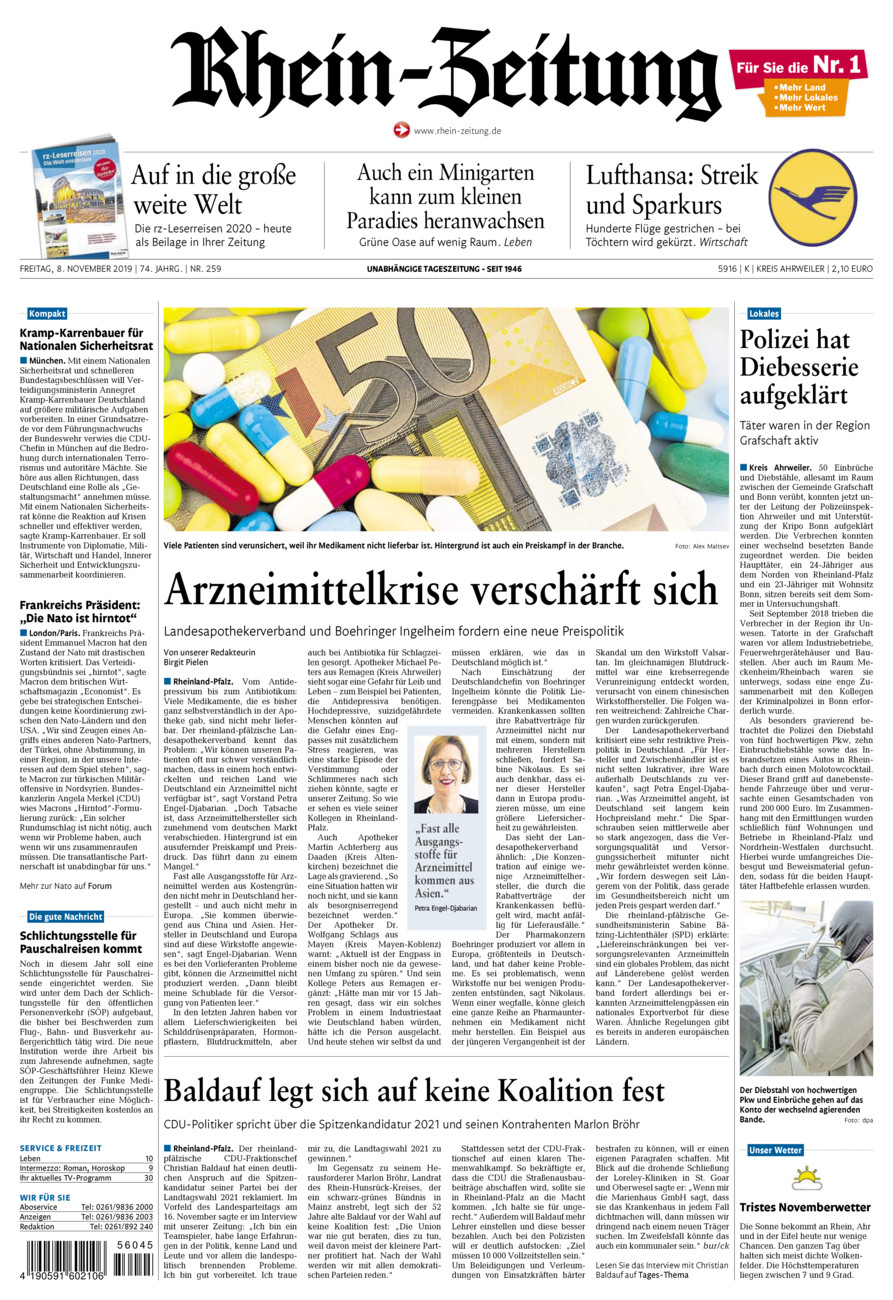 Rhein-Zeitung Kreis Ahrweiler vom Freitag, 08.11.2019