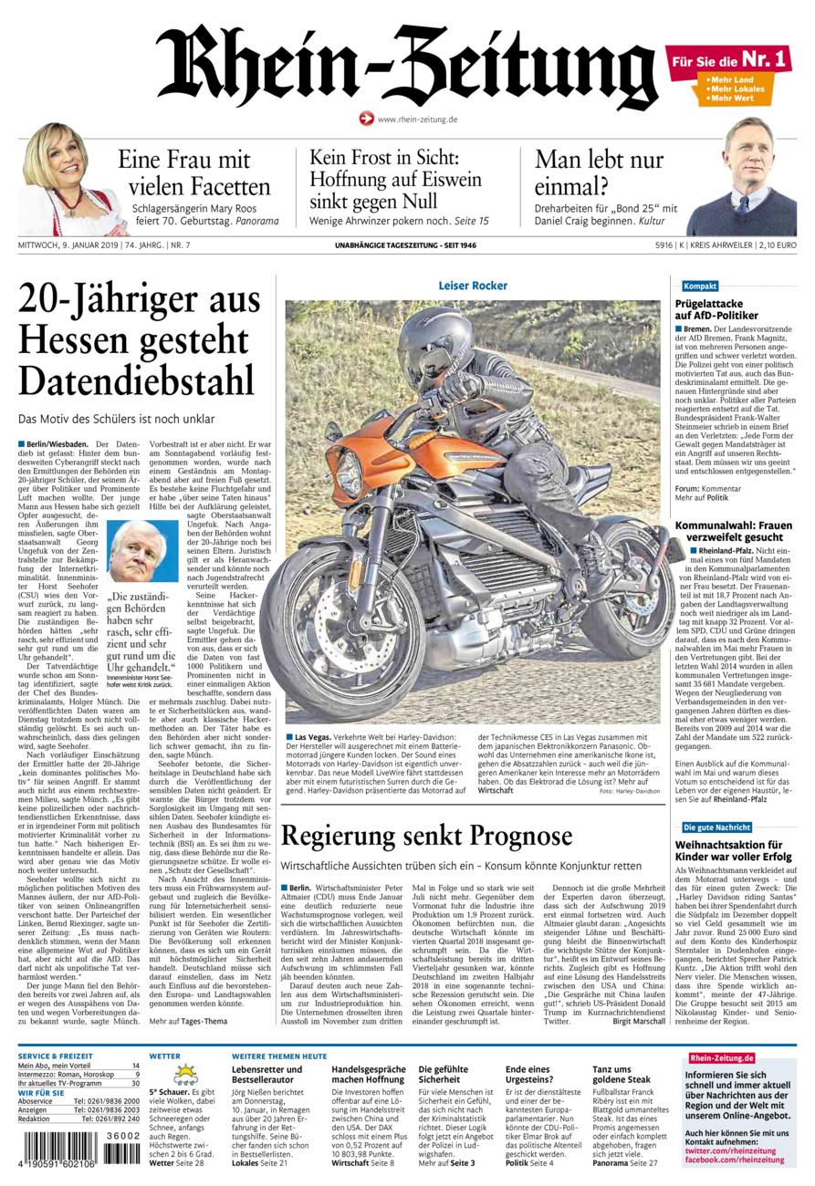 Rhein-Zeitung Kreis Ahrweiler vom Mittwoch, 09.01.2019